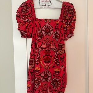 Cara Cara Red Floral Puff Sleeve Dress